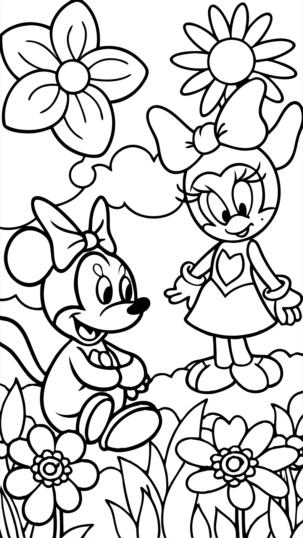 coloriage de Minnie et Daisy